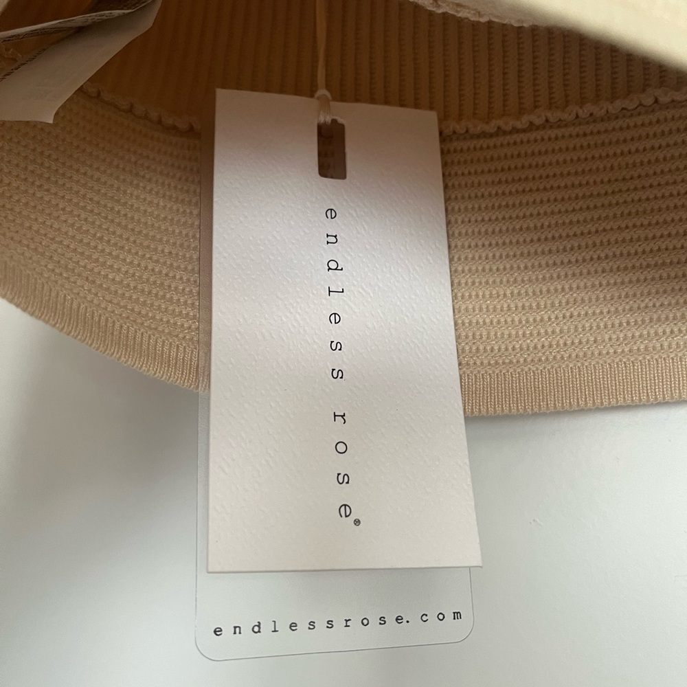 Endless Rose Beige Ribbed Knit Top - Picture 2 of 4